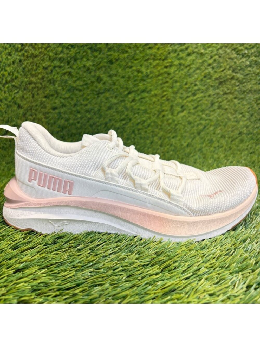 Puma Softride One4all Womens Size 7.5 White Pink Athletic Running Shoes Sneakers